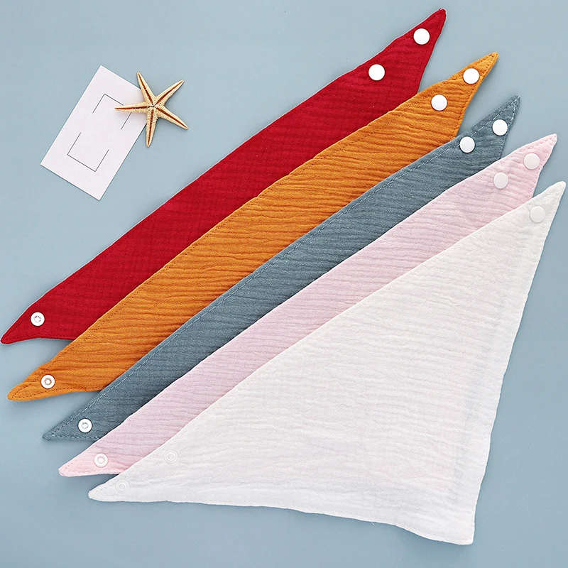 

1Pc Baby Bibs Cotton Accessories Newborn Solid Color Snap Button Soft Triangle Towel Feeding Drool Bibs Absorbent Cloth Stuff