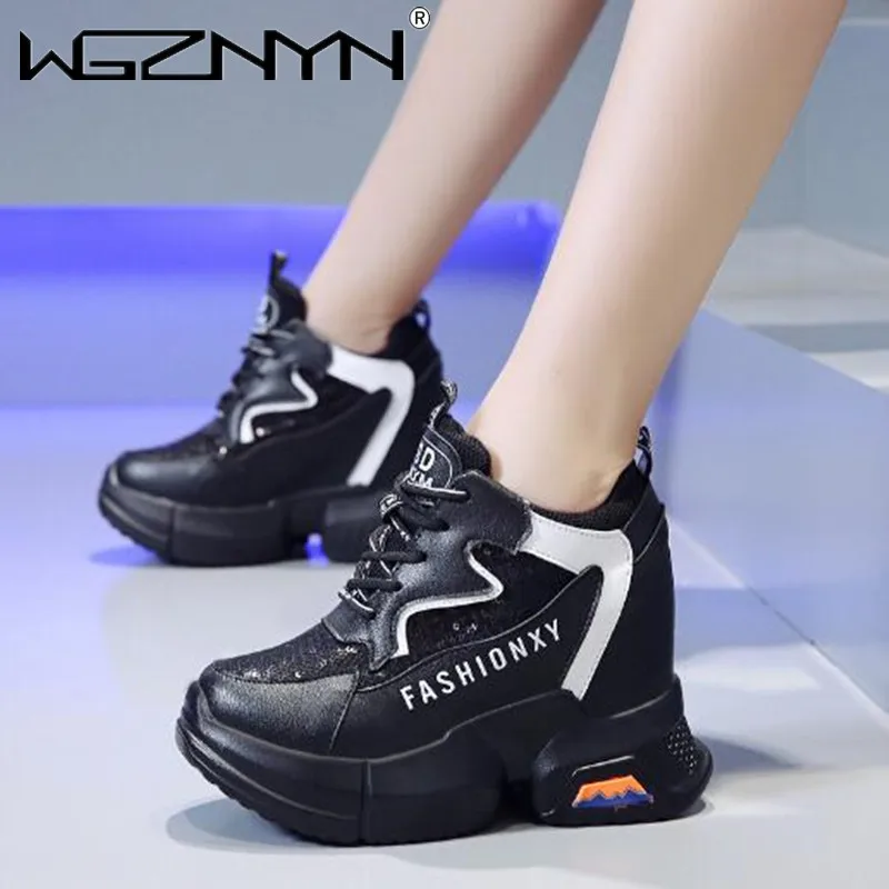 

2021 Women Chunky Sneakers Thick Bottom Platform Vulcanize Shoe Tenis Feminino Fashion Breathable Walking Casual Shoes for Woman