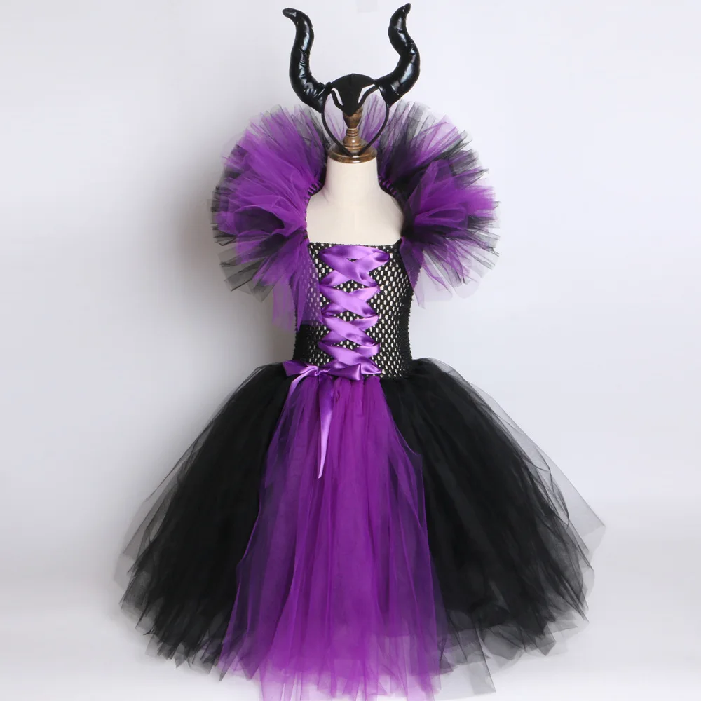 

Платье-пачка Maleficent Evil Queen для девочек, украшение на Хэллоуин
