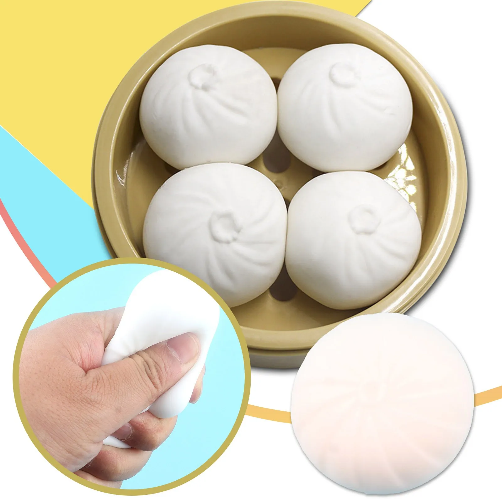 

Antistress Simulation Food Steamer Bun Flour Ring Decompression Kneading Toy Sense Squeeze Stress Relief Toys Funny Gift #10