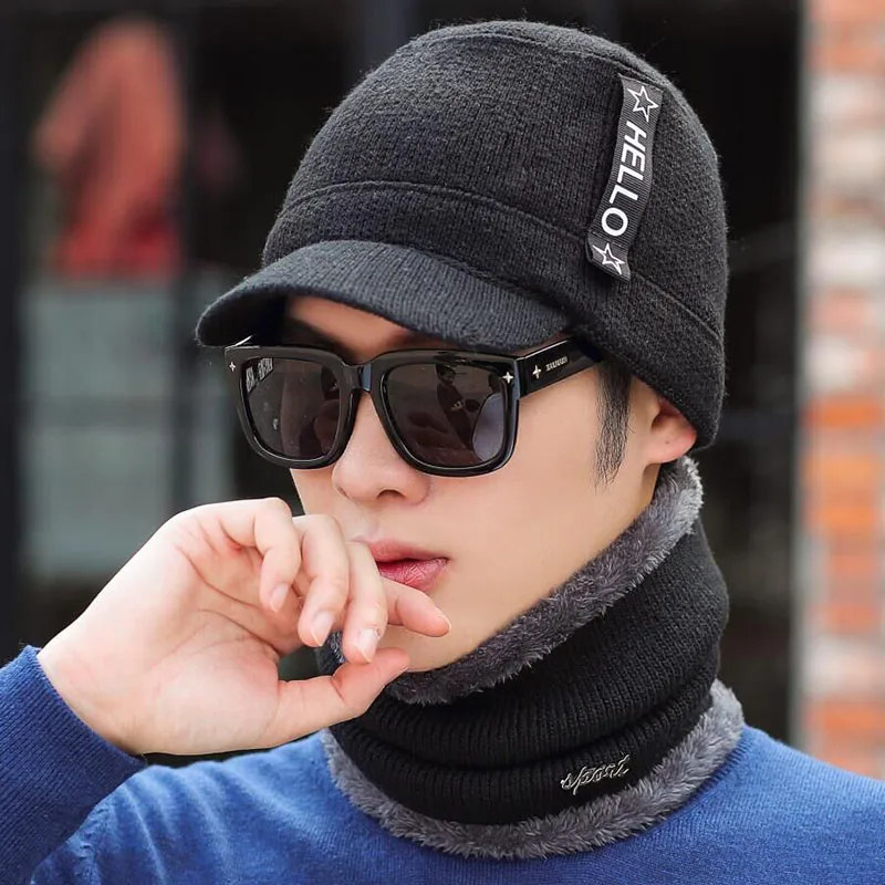 Зимние шапки Скалли Beanies шапка для мужчин и женщин шерстяная вязаная теплая плюшевая шапочки с шарфами Балаклава маска Knitted шапка вязаная зимняя Лыжная шапка