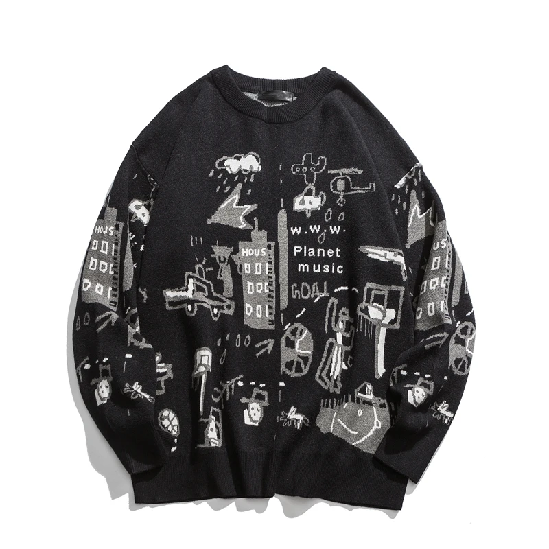 Una Reta мужской свитер осенний модный принт мультфильм свитер Pull Homme Повседневный свободный винтажный пуловер свитер для мужчин