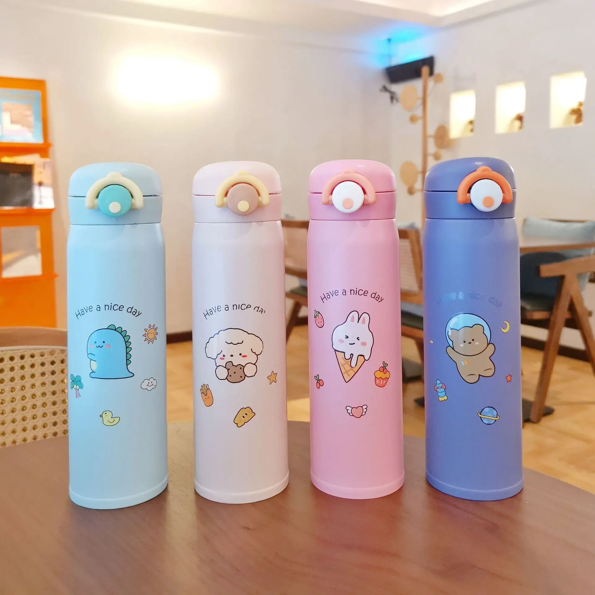 

500ml Cartoon Stainless Steel Vacuum Flasks Portable Cute Kids Thermos Mug Travel Thermal Water Bottle Tumbler Thermocup