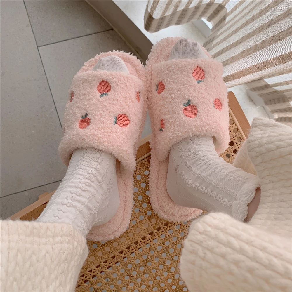 

Winter Womens Slippers Cute Ins Pink Pig Style Design Comfy Warm Short Plush Zapato De Mujer Flats Indoor Cotton Slides