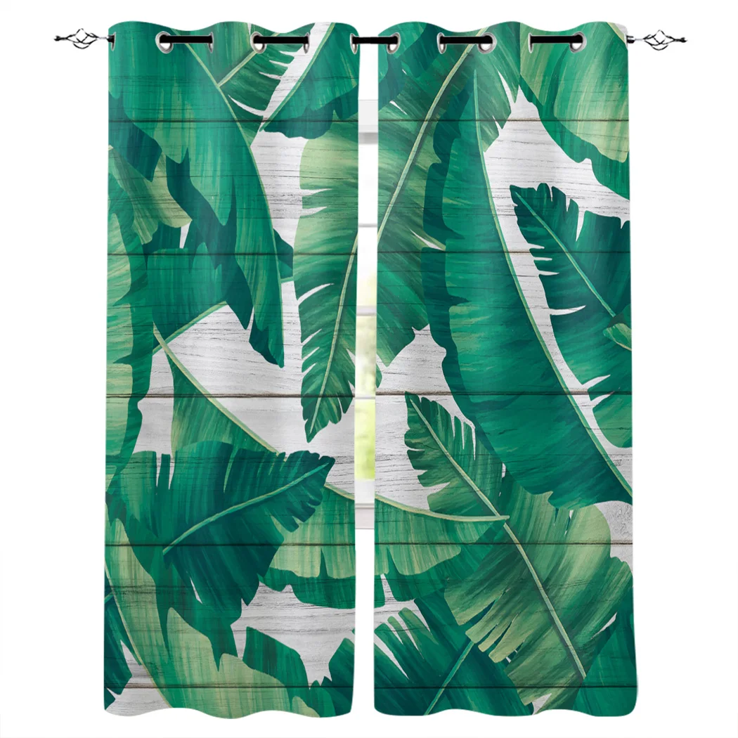 Тропические растения пальмовых листьев дерева занавески на окна с принтом