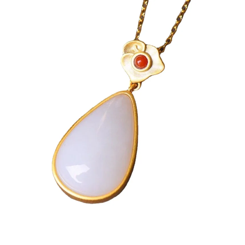 Женское винтажное ожерелье из серебра 925 пробы с нефритом