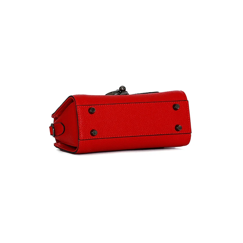 

2021 Classical Style Trend Round Ring Magnetic Buckle Mini Shoulder Bag Red/Black Luxury Women Brand Handbags Leather Bags 100%