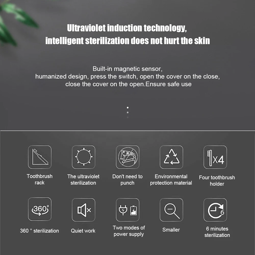 

Solar Energy UV Toothbrush Holder Wall-Mounted Bathroom Accessories Double Layer Sterilizer Automatic Toothpaste Dispenser