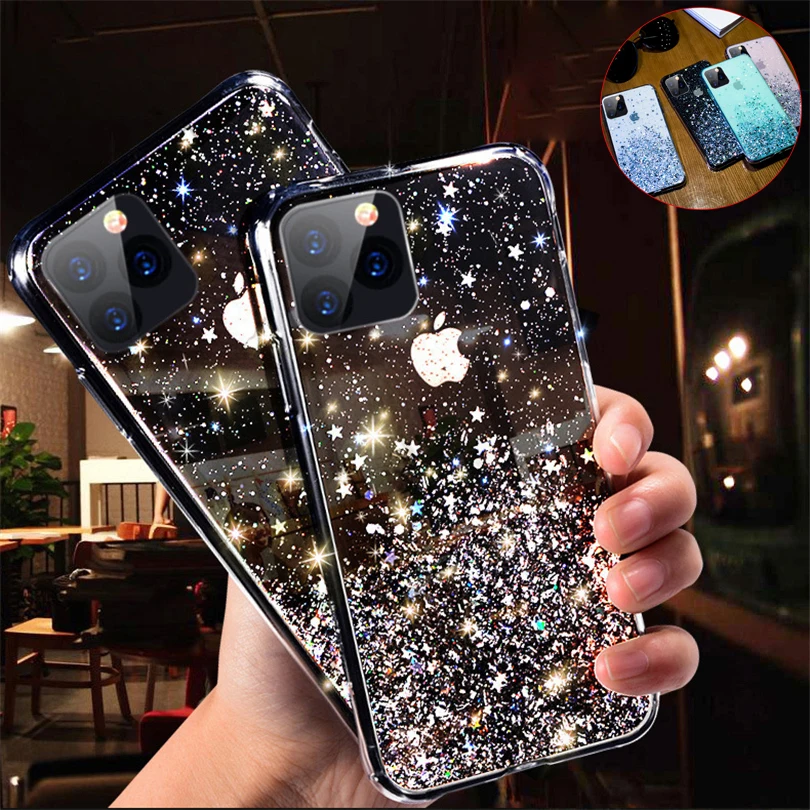 Блестящий прозрачный силиконовый легкий Чехол для iPhone 11 Pro Max XR X 6s 7 8 Plus