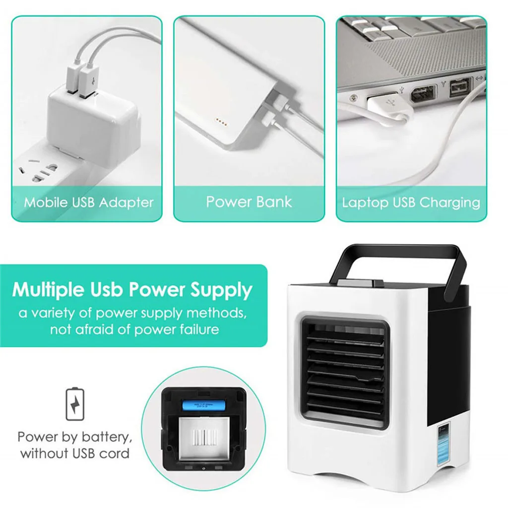 

Mini Usb Portable Low Db Summer Air Cooler Fan Humidifier For Office Room Home Desktop Air Cooling Fan Silent Sleep Rechargeable
