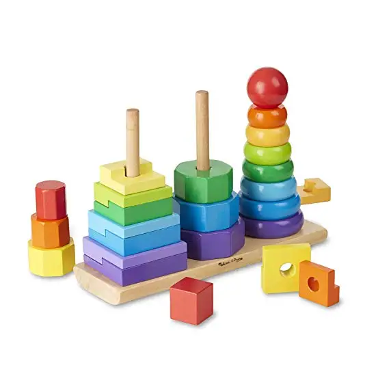 

Baby Early Educational Developmental Toys Rings Octagons And Rectangles Colorful Wooden Pieces Stacking Blocks Toys For Kids