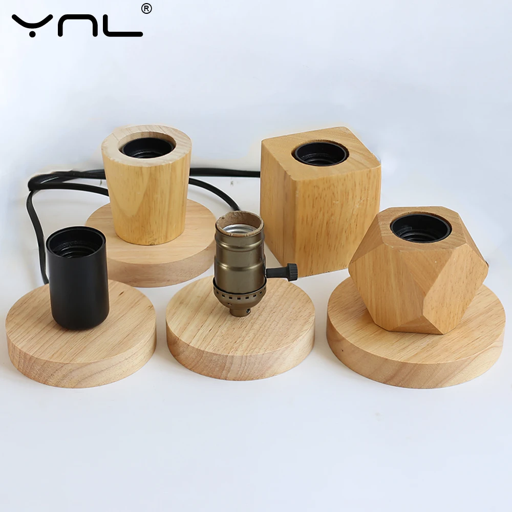 Современная Деревянная настольная лампа E27 в стиле ретро декоративный