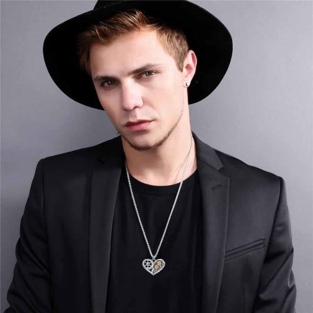 Ожерелье Collare в форме сердца стиле стимпанк мужское механическое ювелирное