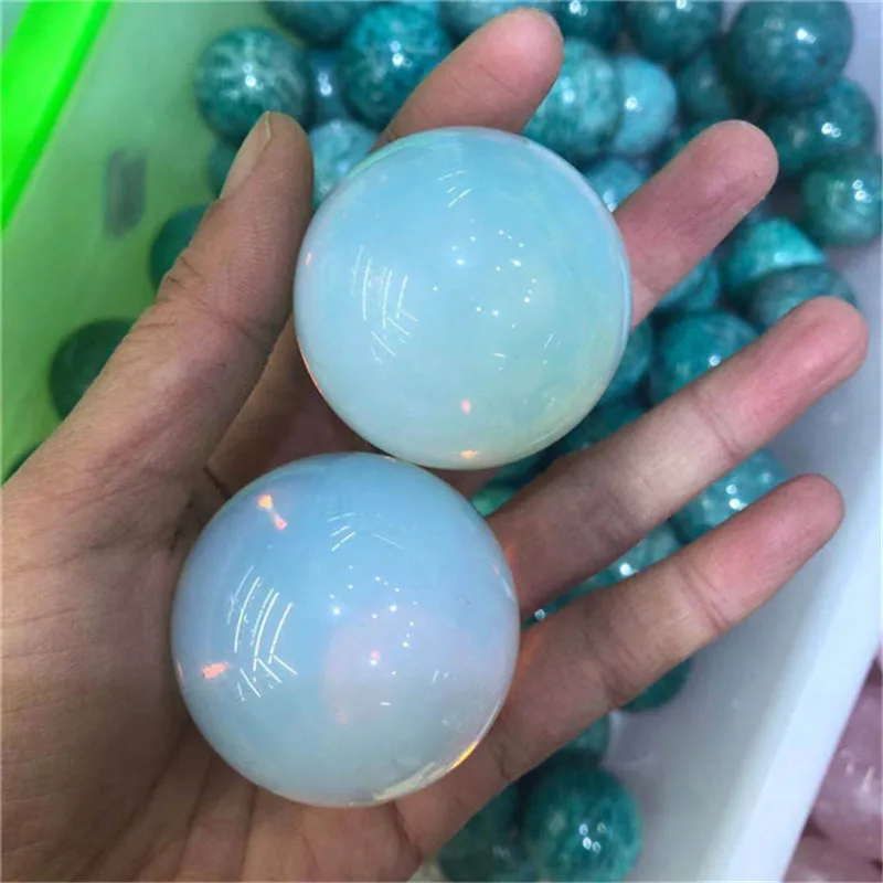 Красивая комнатная Хрустальная драгоценный камень Мячи Белый опал кварц