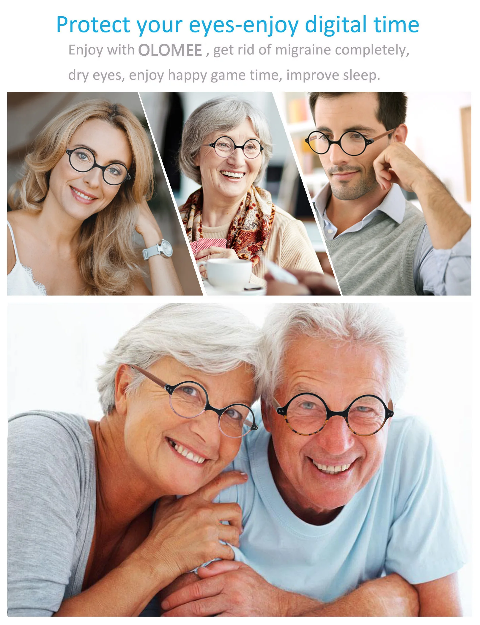 

MODFANS Reading Glasses Women Retro Round TR90 Frame Blue Light Blocking Eyeglasses Reader Lightweight For Men