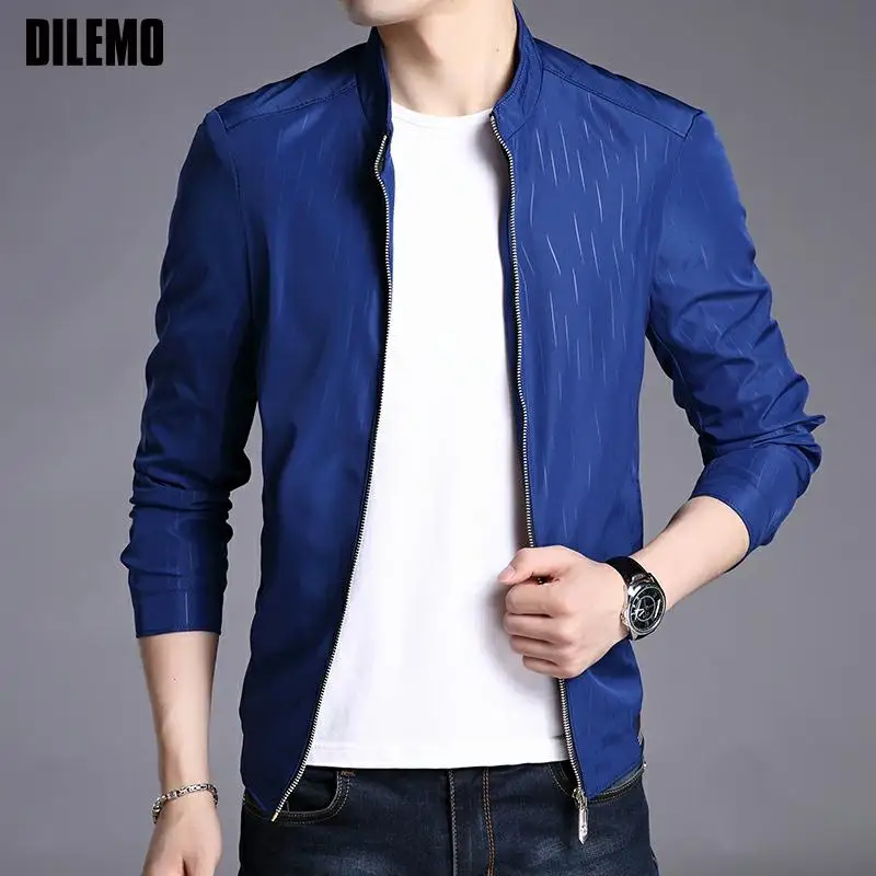 

New Brand Casual Fashion Stand Collar Windproof Zipper Men Jackets Autumn Plain Windbreaker Coats High Quality Men's Clothing