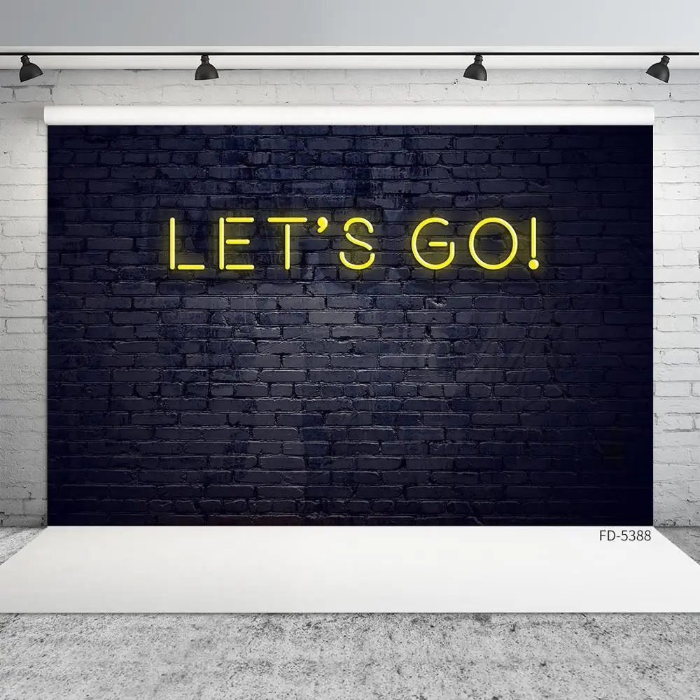 

Dark Brick Wall Slogan Photo Backgrounds Vinyl Cloth Backdrop Photography Props for Children Baby Portrait Toy Pet Photoshoot