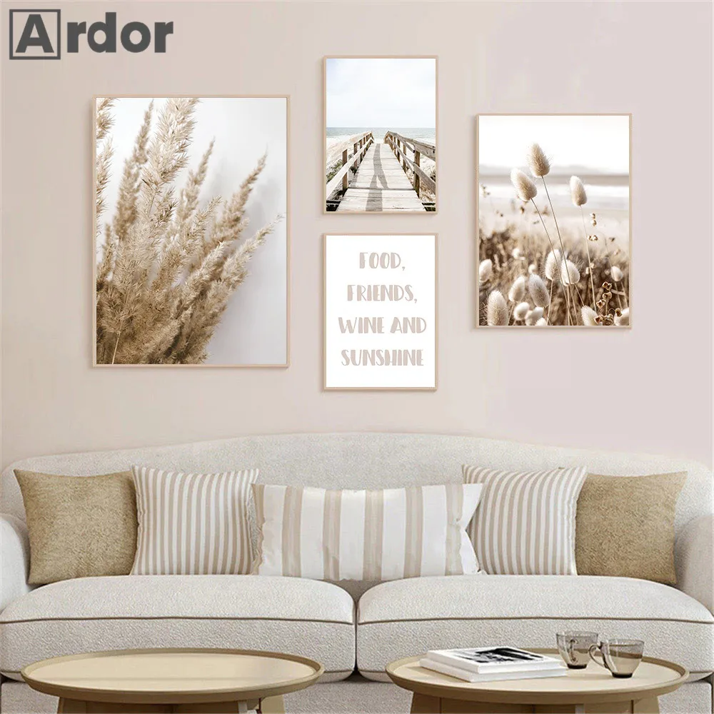 Настенная картина с изображением моста пляжа волн зайчиков хвоста травы