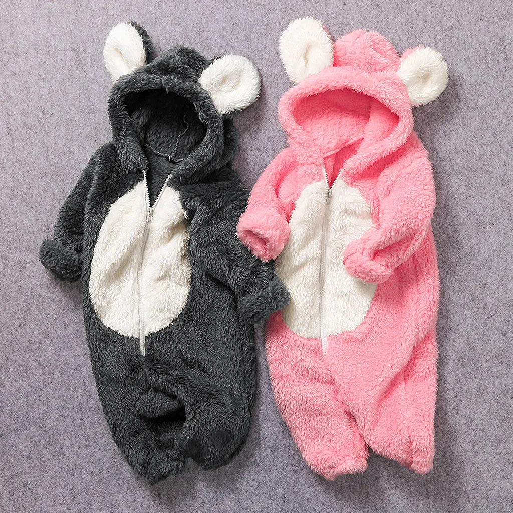 Одежда для малышей Сезон осень зима Флисовый комбинезон с капюшоном длинными