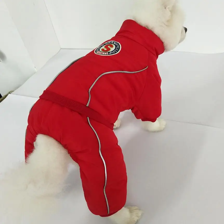 Зимняя одежда для собак флисовый теплый комбинезон 2 цвета светоотражающие ремни