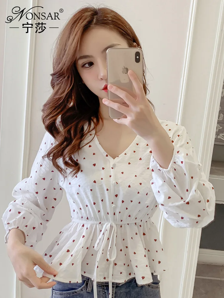 Ningsha 2020 Ранняя осень новый корейский стиль Универсальные в форме сердца с v