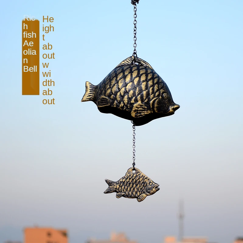 

Personalized Creative Retro Distressed Garden Cast Iron Wind Chime Angler Fish Wind Chime Fish Geomancy Vintage Room Decor