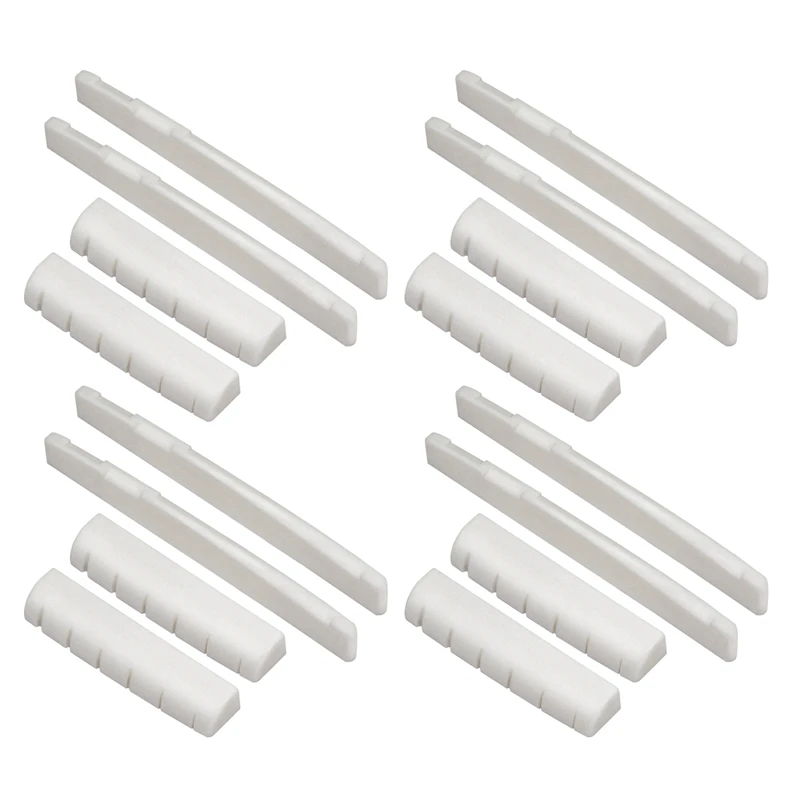 

8 Sets of 16Pcs 6 String Acoustic Guitar Bone Bridge Saddle and Nut Made of Real Bone