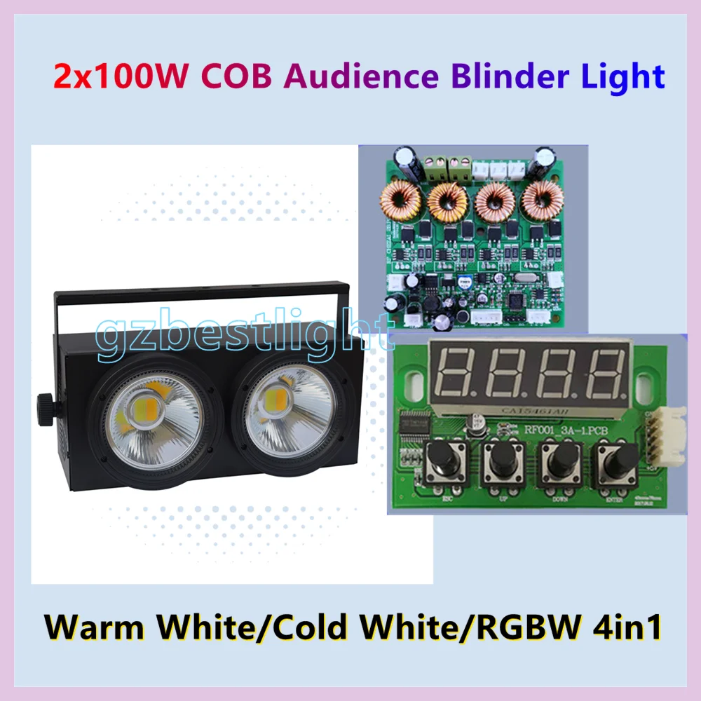 led blinders 200w warm white and cold Stage Theater Concert Sport Event Audience Light 2-Lens 2x100W COB Blinder 2in1 LED | Лампы и