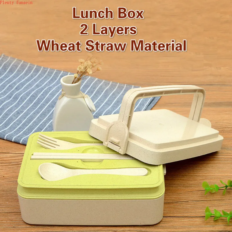 

2 or 3 layers wheat straw lunch box tableware portable High temperature120C no odor safe and healthy Multi color Mashup