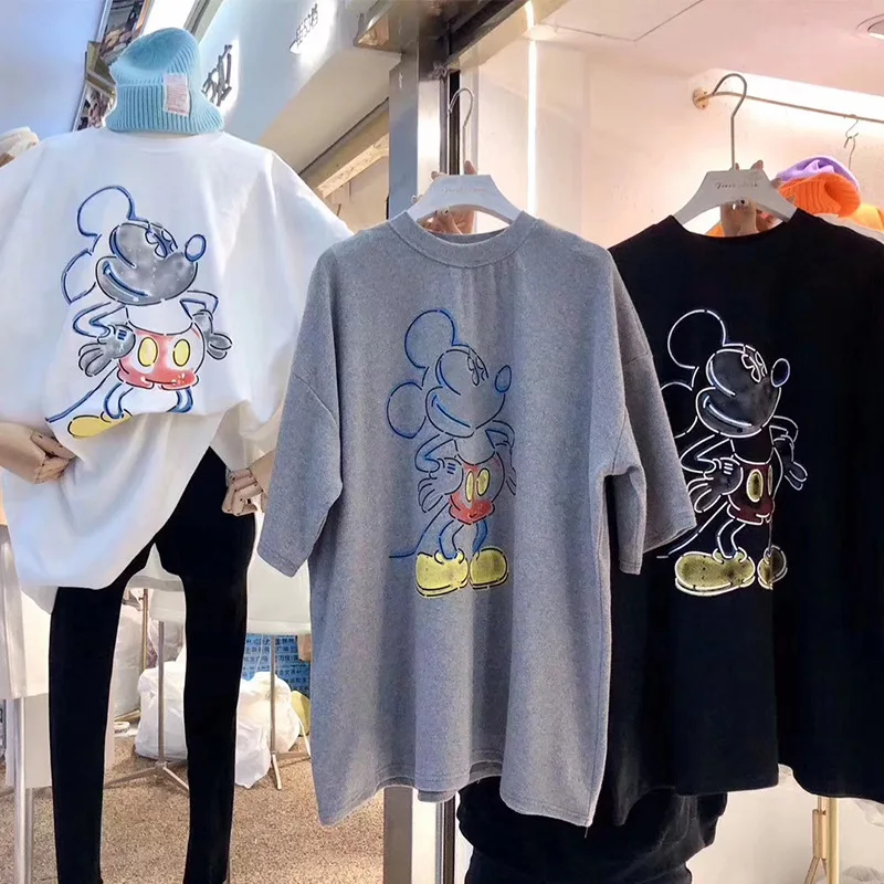 Harajuku/футболка с принтом мышки из мультфильма Король Лев модная футболка круглым