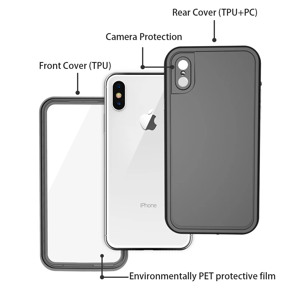 Водонепроницаемый чехол SHELLBOX IP68 ДЛЯ iPhone X с полной защитой 360 градусов для
