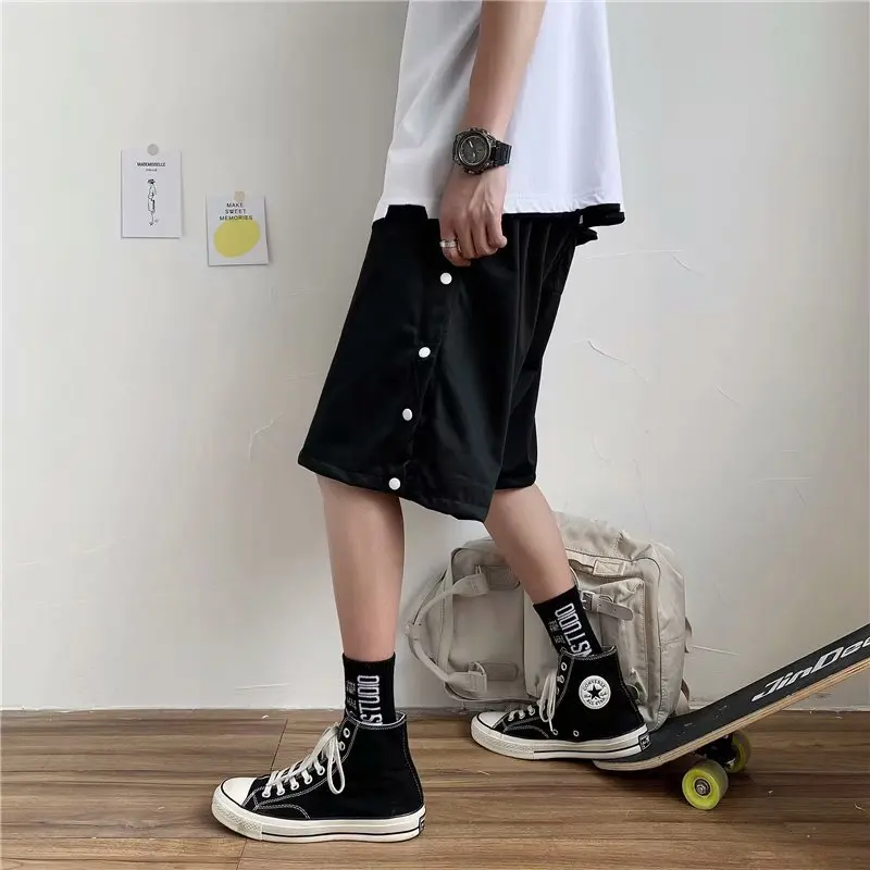 

Hot Sale 2021 Summer New High Street Sports Shorts Wild Casual Loose Solid Color Basketball Five-point Pants Men's Trend
