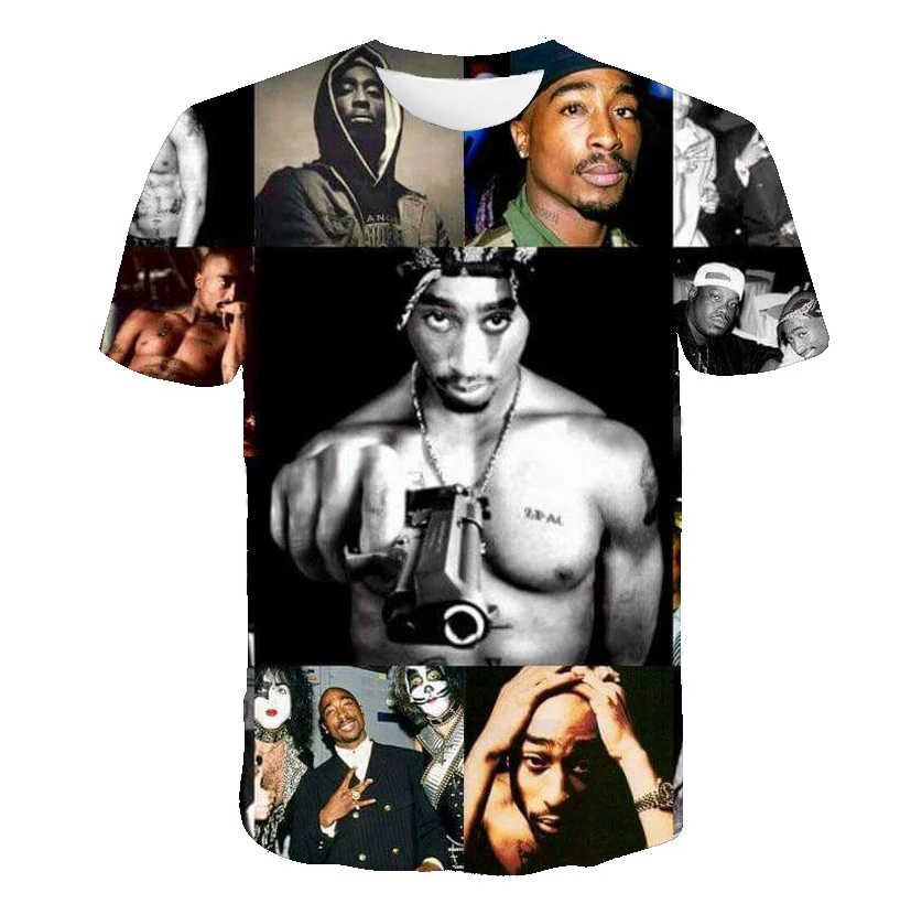 

2021 футболка Singer 2pac с 3d принтом, модная повседневная футболка унисекс с круглым вырезом и коротким рукавом, популярная забавная уличная руба...