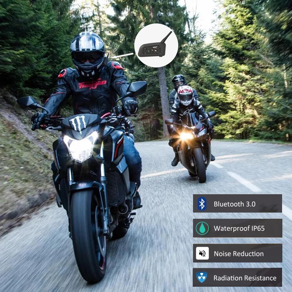 Bluetooth-гарнитура Intercom V6 для мотоцикла водонепроницаемое переговорное устройство