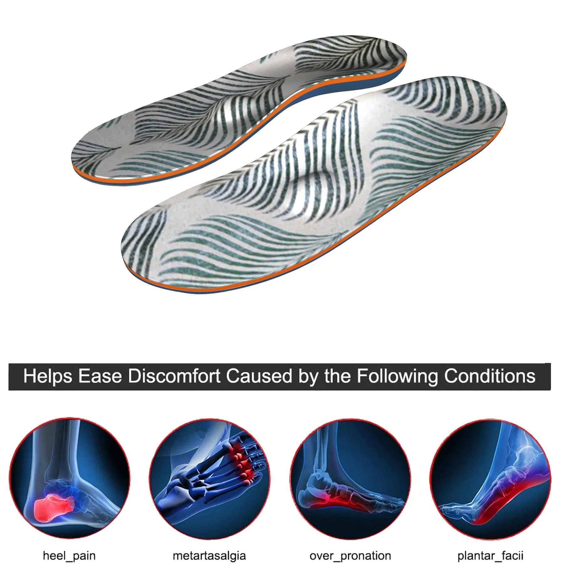 Gray orthopedic insoles, plantar fasciitis, foot sports, running insoles, high arch support