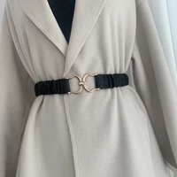women elastic belts pu leather metal buckle waist strap for dress coat sweater designer brand all match decorative waistband