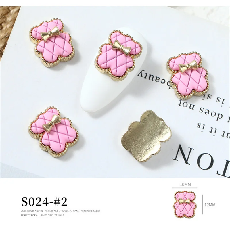 5 шт. галстук-бабочка для ногтевого дизайна медведь в клетку наклейки ногтей из