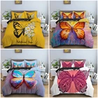 Комплект постельного белья с 3d-изображением бабочек, с пододеяльником, красочное постельное белье с животным принтом, королевский комплект для кровати, домашний декор, 23 шт.
