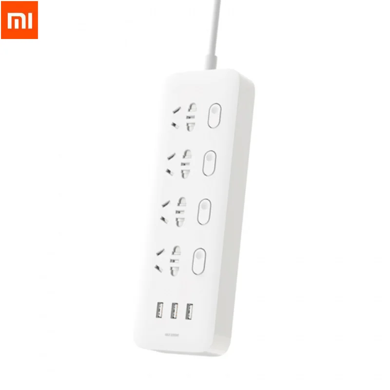 Оригинальный сетевой блок Xiaomi 4 розетки отдельных выключателя 3 USB 5 В 2.1A