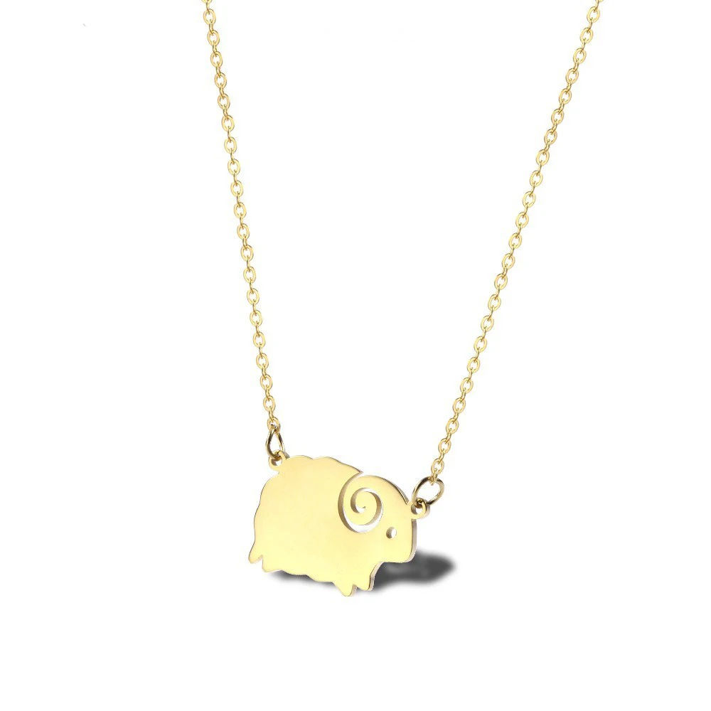 Ожерелье с подвеской RIR Tiny Gold Jesus Sheep Золотое нежное рождественское ожерелье