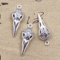 15pcs charms skull beak skeleton bird 35x13mm antique silver color pendants diy crafts making findings handmade tibetan jewelry