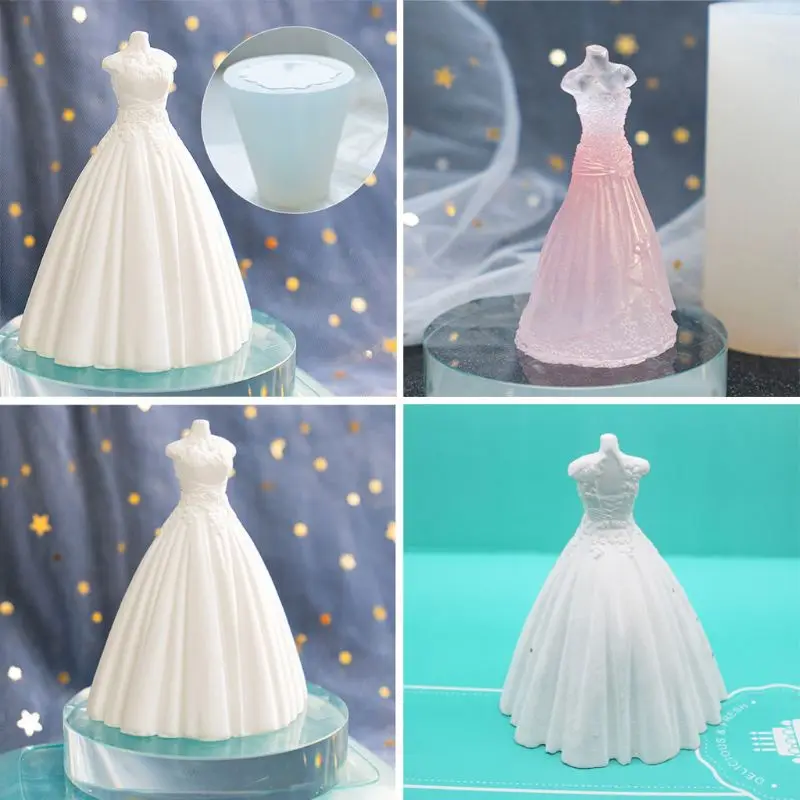 

3D Princess Dress Skirt Silicone Chocolate Fondant Candy Resin Mold Art Craft H37C