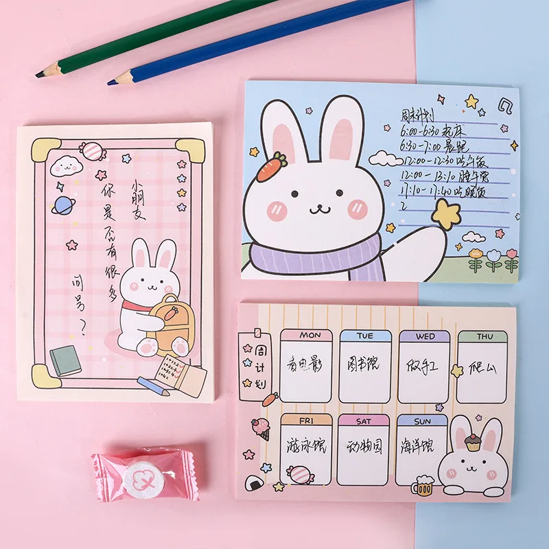 Мультяшный милый кролик блокнот для записей творческая бумага сообщений