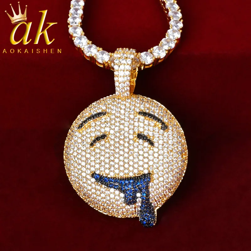 

Drool Face Pendant Necklace Men's Hip Hop Rock Jewelry Charming Expression