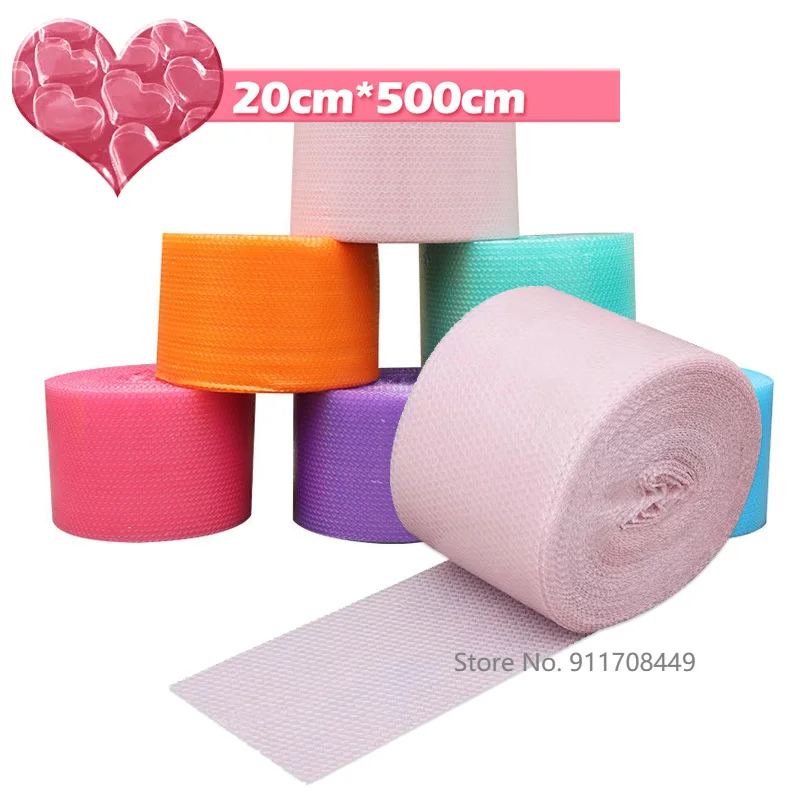 5mx20cm Pink Heart-Shape Shockproof Air Bubble Roll Wrap Party Favors Gifts Protective Film Packing Wedding Decoration Membrane