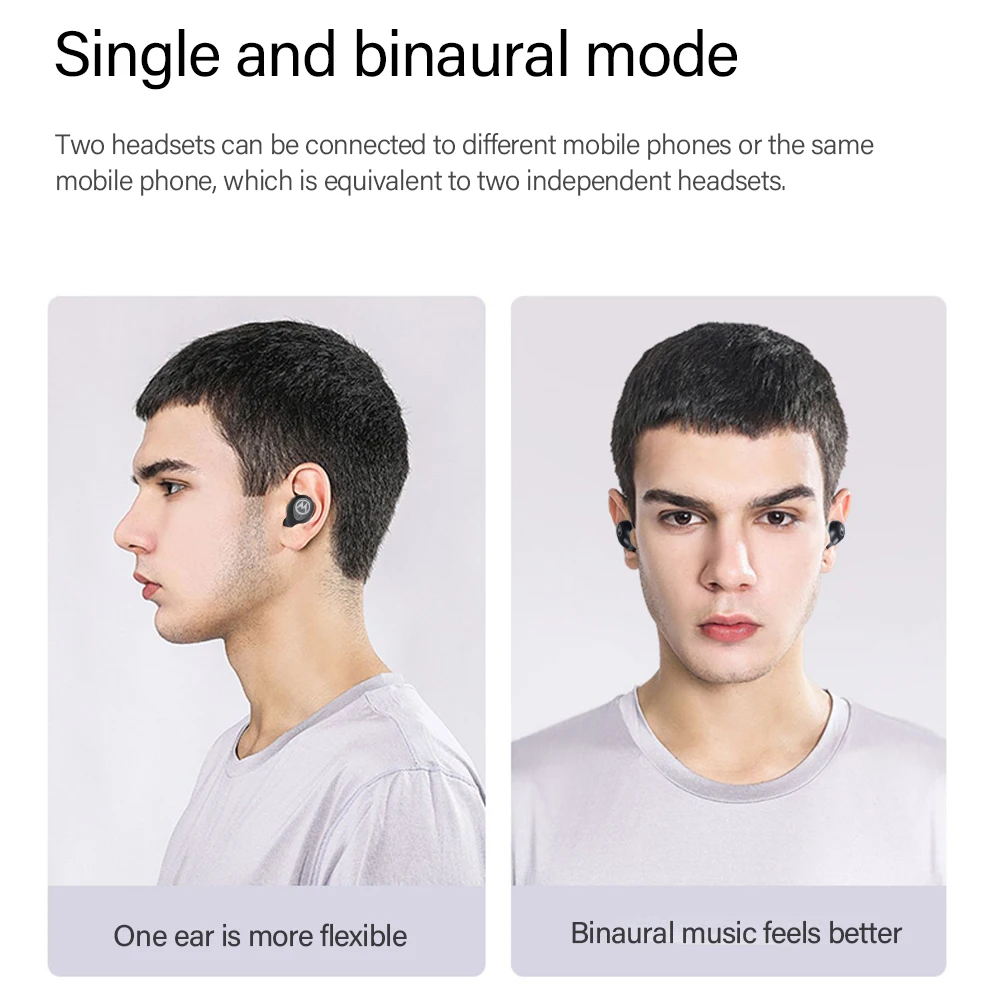 Беспроводные наушники Bluetooth 5 0 настоящие с шумоподавлением Спортивная гарнитура