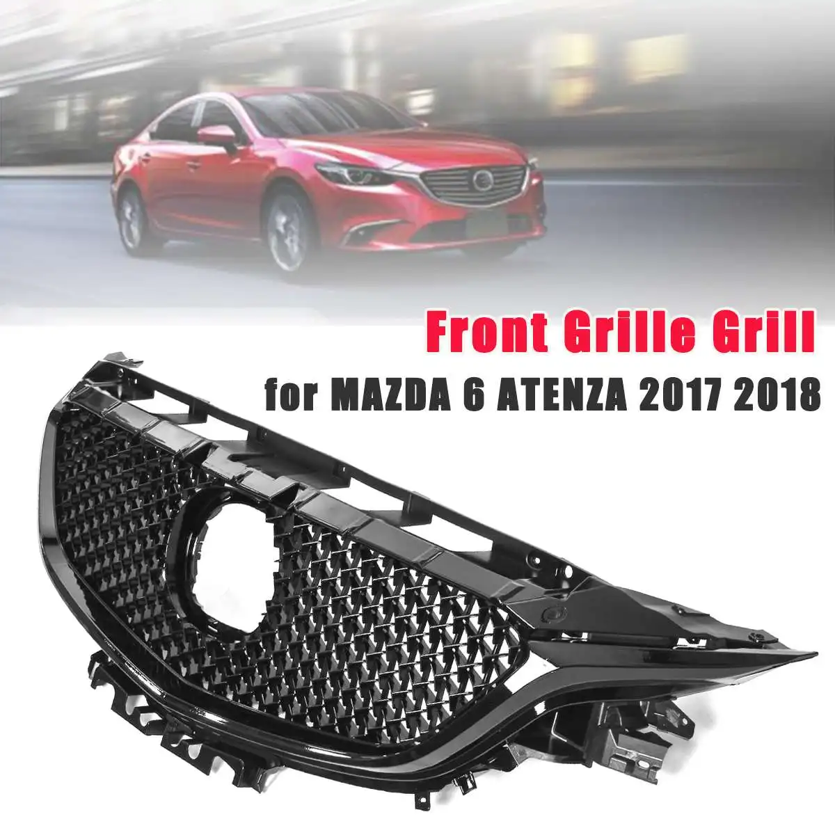 Сотовые грили Решетка переднего бампера для MAZDA 6 ATENZA 2017 2018 ABS сетчатая накладка