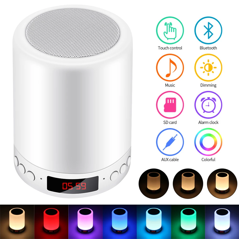 

Touching Lamp Portable Colorful Light Speaker Small LED Night Light Bluetooth Speaker Bedside Lamp Speaker For Living Room