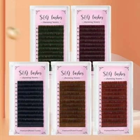 colorful 12 rows faux lash individual eyelash extension lashes dark matte for professionals soft natural easy fan mink eyelashes