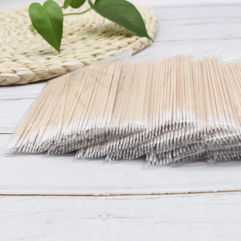 500PCS Wood Cotton Swab Eyelash Extension Tools Medical Ear Care Cleaning Sticks Cosmetic Buds Tip | Красота и здоровье